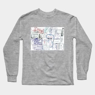 Passport prints Long Sleeve T-Shirt